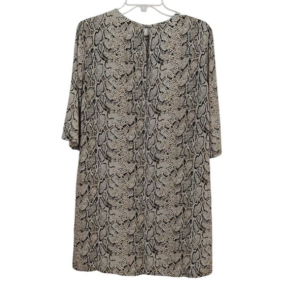 Equipment Aubrey Snake Print 100% Silk Shift Dress Sz Small Gray Pockets Keyhole - Picture 6 of 8